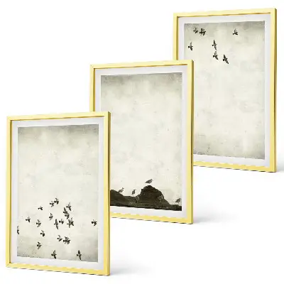 Three-piece wall art piece Birds in flight minimalist style