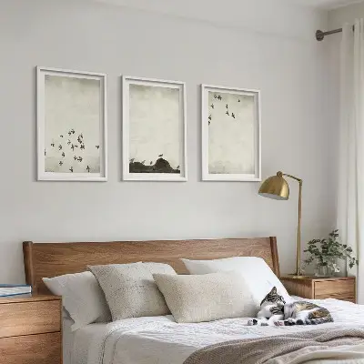 Three-piece wall art piece Birds in flight minimalist style