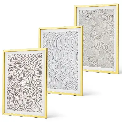 Set of 3 framed wall art pieces featuring geometric sand patterns