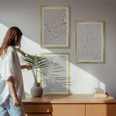 Set of 3 framed wall art pieces Sand patterns geometric structures