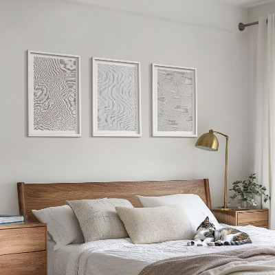 Set of 3 framed wall art pieces Sand patterns geometric structures