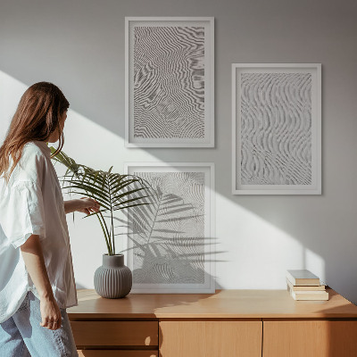 Set of 3 framed wall art pieces Sand patterns geometric structures