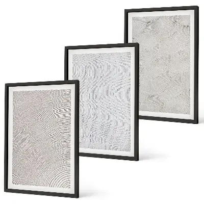 Set of 3 framed wall art pieces featuring geometric sand patterns