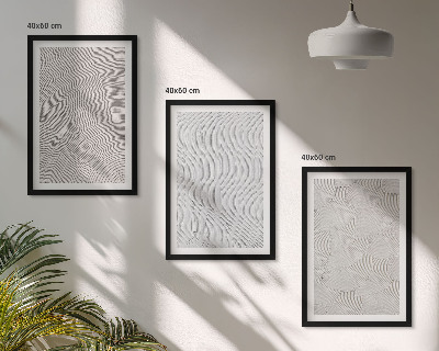 Set of 3 framed wall art pieces Sand patterns geometric structures
