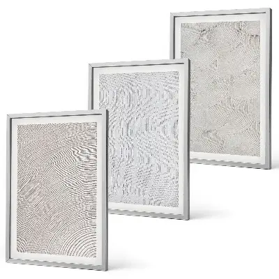 Set of 3 framed wall art pieces featuring geometric sand patterns