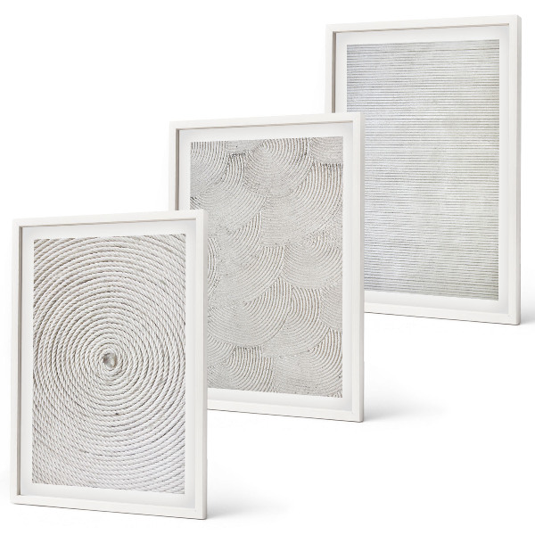 Three-piece wall art piece Geometric cardboard patterns