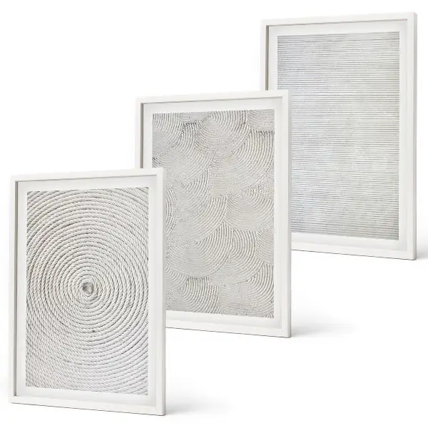 Three-piece geometric wall art set made of cardboard