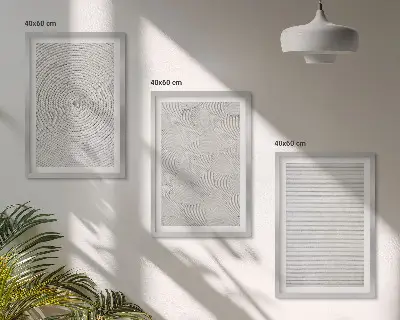 Three-piece geometric wall art set made of cardboard