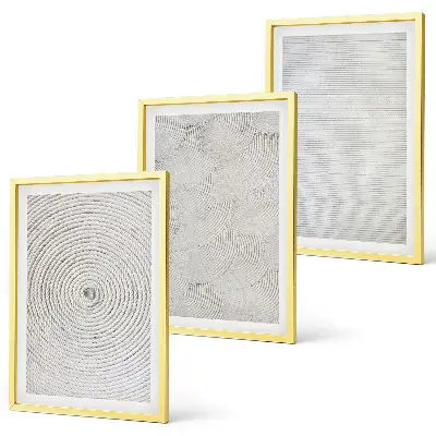 Three-piece geometric wall art set made of cardboard
