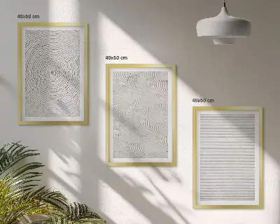 Three-piece geometric wall art set made of cardboard