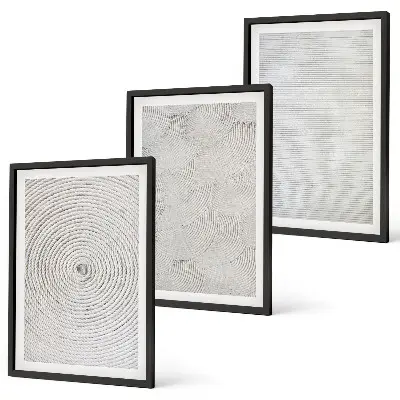 Three-piece geometric wall art set made of cardboard