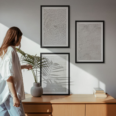 Three-piece wall art piece Geometric cardboard patterns