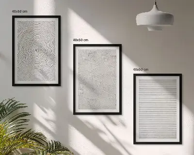 Three-piece geometric wall art set made of cardboard
