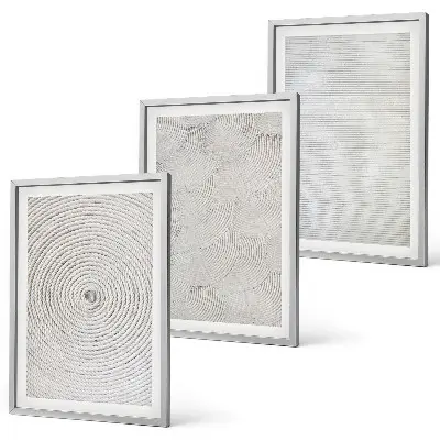Three-piece geometric wall art set made of cardboard