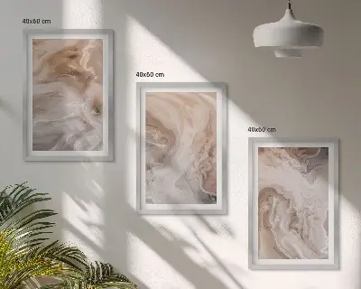 Set of 3 framed wall art pieces featuring marble abstract textures