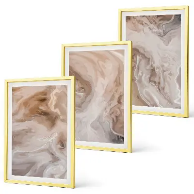 Set of 3 framed wall art pieces featuring marble abstract textures