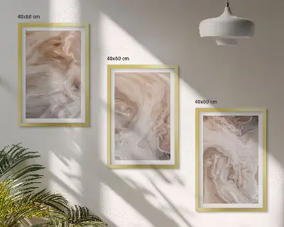 Set of 3 framed wall art pieces featuring marble abstract textures