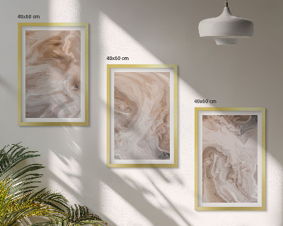 Set of 3 framed wall art pieces Marble abstract textures