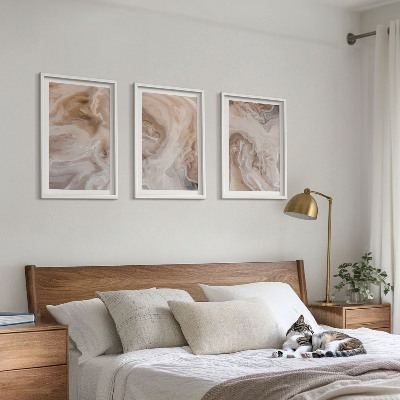 Set of 3 framed wall art pieces Marble abstract textures