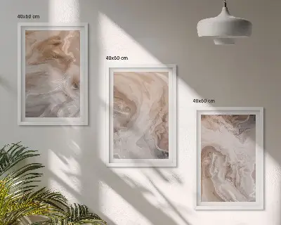 Set of 3 framed wall art pieces featuring marble abstract textures