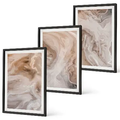 Set of 3 framed wall art pieces featuring marble abstract textures