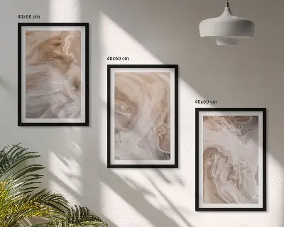 Set of 3 framed wall art pieces featuring marble abstract textures