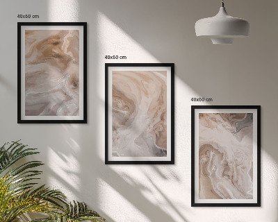 Set of 3 framed wall art pieces Marble abstract textures