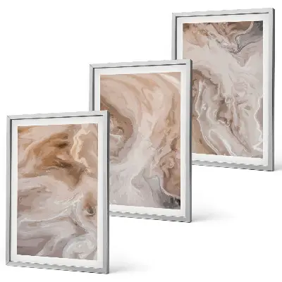Set of 3 framed wall art pieces featuring marble abstract textures