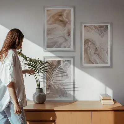 Abstract marble stone wall art set 