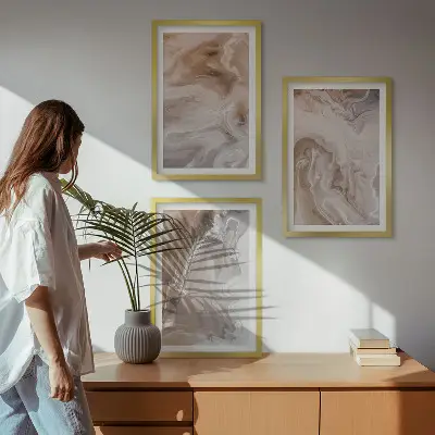 Abstract marble stone wall art set 