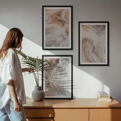 Abstract marble stone wall art set 