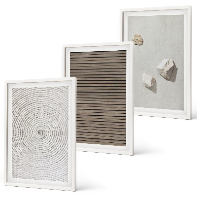 Three-piece wall art piece Natural textures wood stone