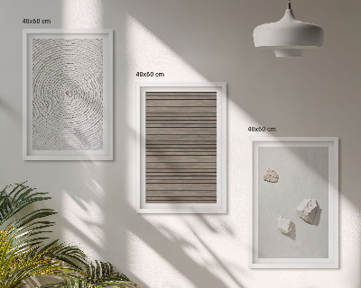 Three-piece wall art piece Natural textures wood stone