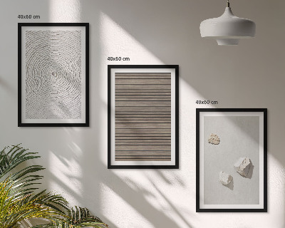 Three-piece wall art piece Natural textures wood stone