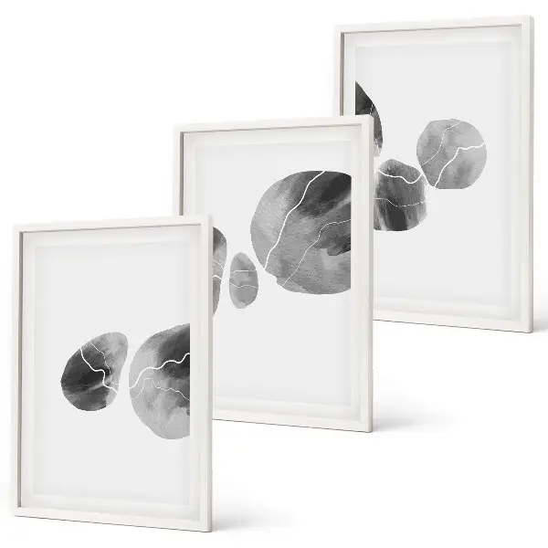 Set of 3 framed wall art pieces Abstract art paint splashes