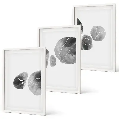 Set of 3 framed wall art pieces Abstract art paint splashes