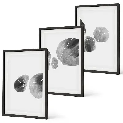 Set of 3 framed wall art pieces Abstract art paint splashes