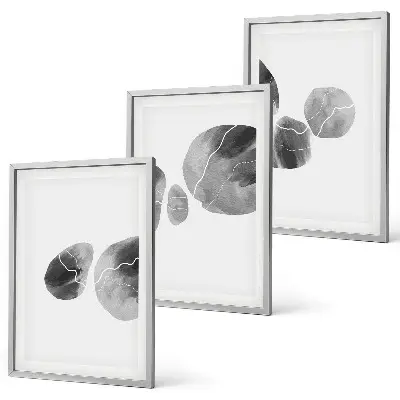 Set of 3 framed wall art pieces Abstract art paint splashes
