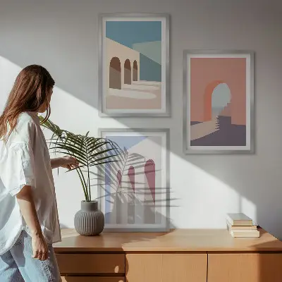 Wall art set Pastel architectural graphics
