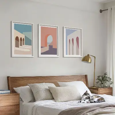 Wall art set Pastel architectural graphics
