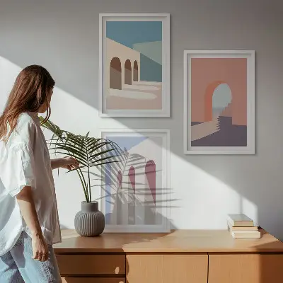 Wall art set Pastel architectural graphics