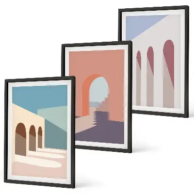 Wall art set Pastel architectural graphics