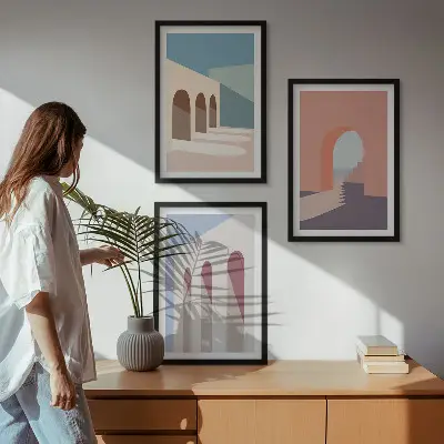 Wall art set Pastel architectural graphics