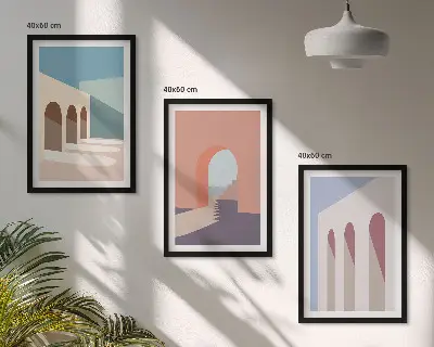 Wall art set Pastel architectural graphics