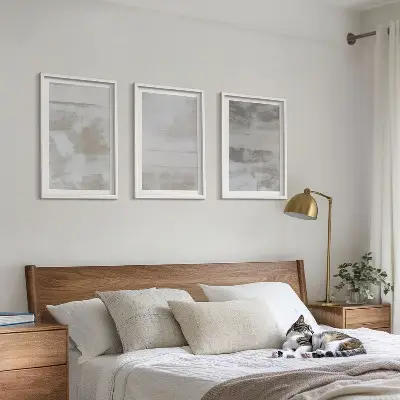 Three-piece wall art set with modern distressed textures