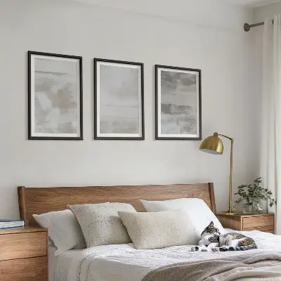 Three-piece wall art set with modern distressed textures