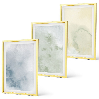 Set of 3 framed wall art pieces Pastel watercolors on canvas