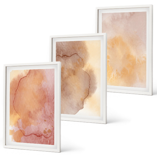 Wall art set Warm watercolor colorful textures