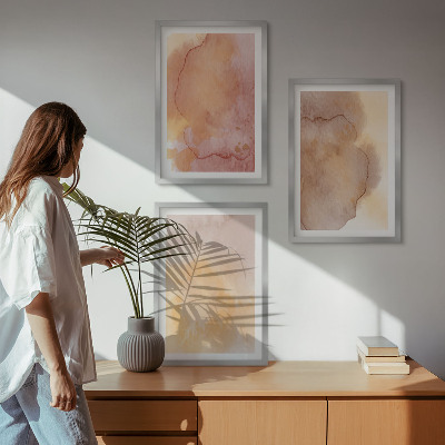 Wall art set Warm watercolor colorful textures