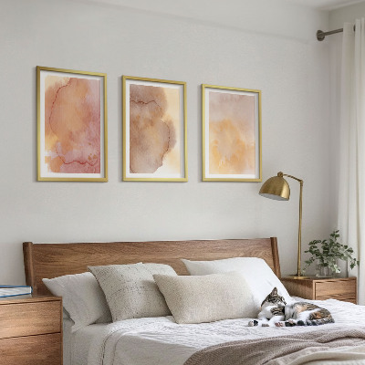 Wall art set Warm watercolor colorful textures